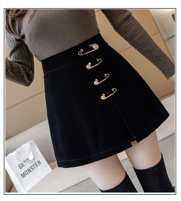 ★E.B.M★ H-line belt skirt EMP5WSK120 Nelly check H-line mini skirt & belt SET (2 colors) - GUSTA