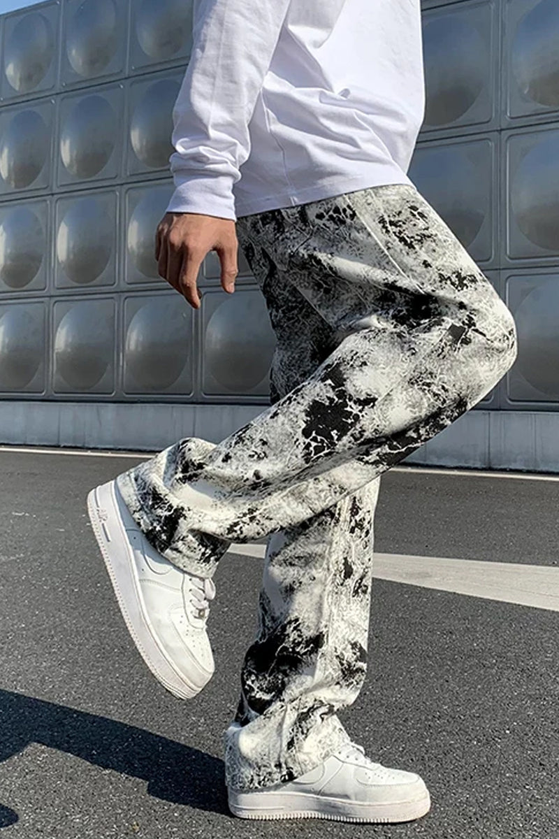 Hip Hop Black White Tie Dye Jeans Pants – Tomscloth