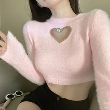 Heart Shape Sweet Colors Cropped Sweater