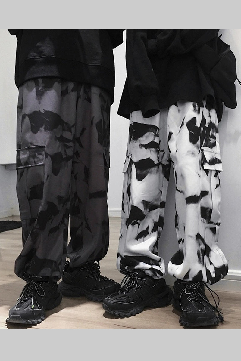 Stone Tie Dye High Waisted Cargo Pants