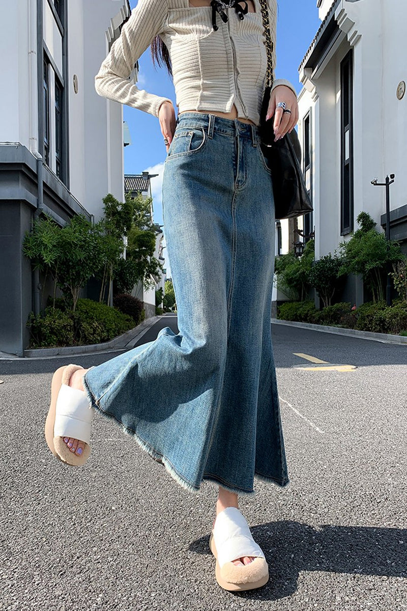 moussy　MERMAID DENIM LONG SKIRT Mermaid Denim Long Skirt – MOUSSY