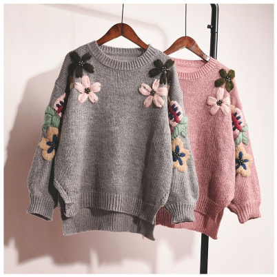 Flower embroidered outlet sweater