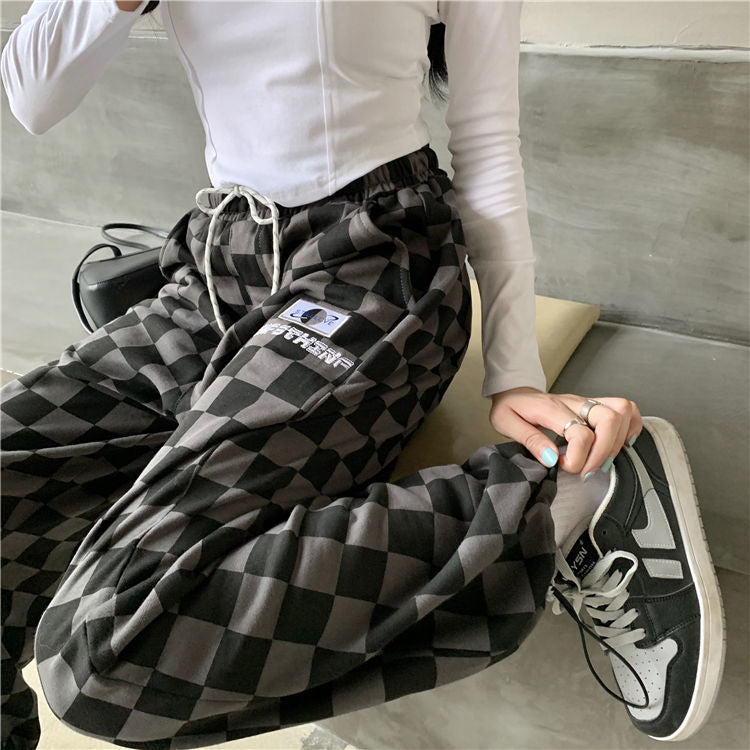 Black and cheap white checkered sweatpants