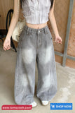 High Waist Vintage Washed Grey Jeans Pants