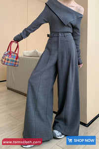 Loose Elegant Wide Leg Woolen Pants