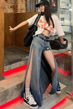 asymmetrical denim skirt, slit denim skirt women, sexy denim skirt, y2k denim skirt outfit, streetwear denim skirt, trendy jean skirt women, aesthetic outfit skirt, fashion denim skirt women
