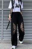 Loose Butterfly Hole Pattern Long Pants