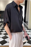 Half Sleeve Solid Colors Men Blouse Shirt