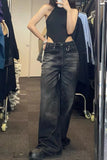 Loose Retro Washed Black Denim Jeans Pants