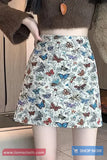 High Waist Butterfly Pattern Mini Skirts