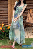 Vacation Style Tie Dye Pattern Long Dress