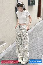 High Waist Light Contrast Camouflage Pattern Pants