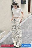 High Waist Light Contrast Camouflage Pattern Pants