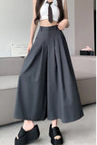 High Waist Loose Irregular Ankle Wide Leg Pants