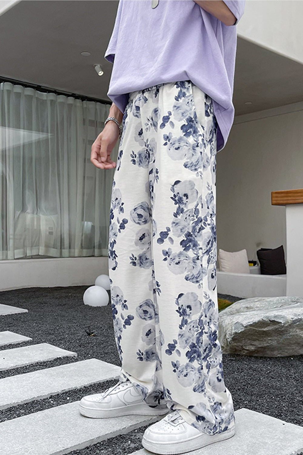 Flowered Casual Lounge Pants in Navy  Floral pants, Printed lounge pants,  Floral print pants