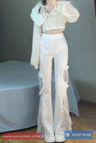 High Waist Lace Transparent Casual Long Pants