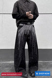 Vintage Rhinestone Pattern Gothic Grunge Men Black Jeans Pants