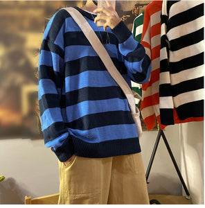 O-Neck Vintage Striped Men Sweater