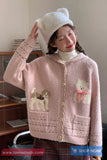 Long Sleeve Cute Dog Pattern Hooded Cardigan Sweater