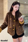 Long Sleeve Casual Faux Wool Lamb Office Jackets