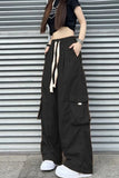 Loose Wide Leg Solid Cargo Pocket Pants