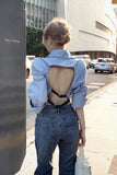 Long Sleeve Sexy Backless Blouse Shirt