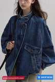 Loose Retro Stand Collar Denim Coat Jacket