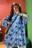 Loose Short Sleeve Butterfly Pattern Shirt