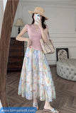 Retro Floral Pattern A-Line Chiffon Skirts