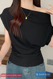 Short Sleeve Sexy Off Shoulder Slim Shirts