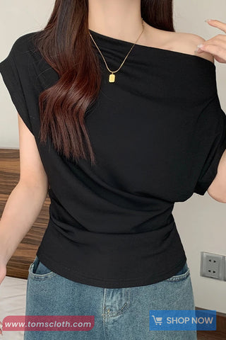 Short Sleeve Sexy Off Shoulder Slim Shirts