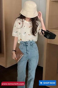 Vintage Floral Embroidered O-Neck Shirts