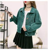 Long Sleeve Cropped Colorful Denim Jacket