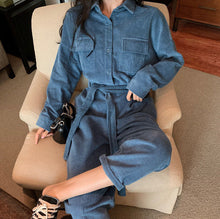 Long Sleeve Corduroy Loose Jumpsuits