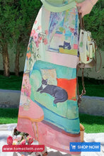Cute Retro Cat Printed Long Skirts