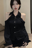 Long Sleeve Sexy Off Shoulder Backless Blouse Shirt