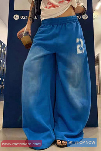 Loose Wide Leg Printed Casual Sweatpants