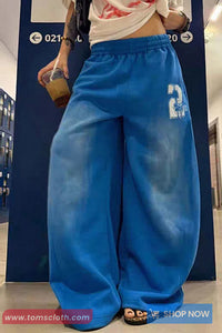 Loose Wide Leg Printed Casual Sweatpants