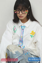 Long Sleeve Hand Painted Floral Blouse Shirt