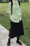 Short Sleeve Green Plaid Colors Blouse Shirt