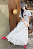 Loose Elegant Lace Mesh White Long Skirts