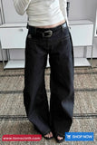 Loose Retro Washed Black Jeans Pants