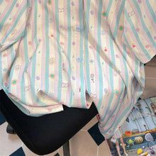 Short Sleeve Cute Little Art Pattern Striped Blouse Shirts