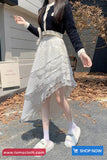 High Waist Sweet Lace Material Irregular Skirts