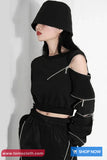 Long Sleeve Side Zipper Cropped Sweatshirt