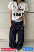 High Waist Cool Pattern Embroidered Jeans Pants