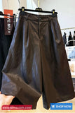 Loose Retro A-Line Leather Pants