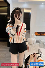 Striped Color Hollow Style Casual Sweater