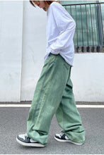 Loose Cute Light Green Jeans Pants