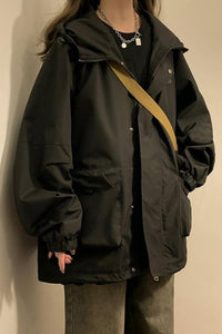 Loose Stylish Hooded Windbreaker Jacket